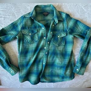 [Pendleton] Teal 100% Wool Plaid Shirt